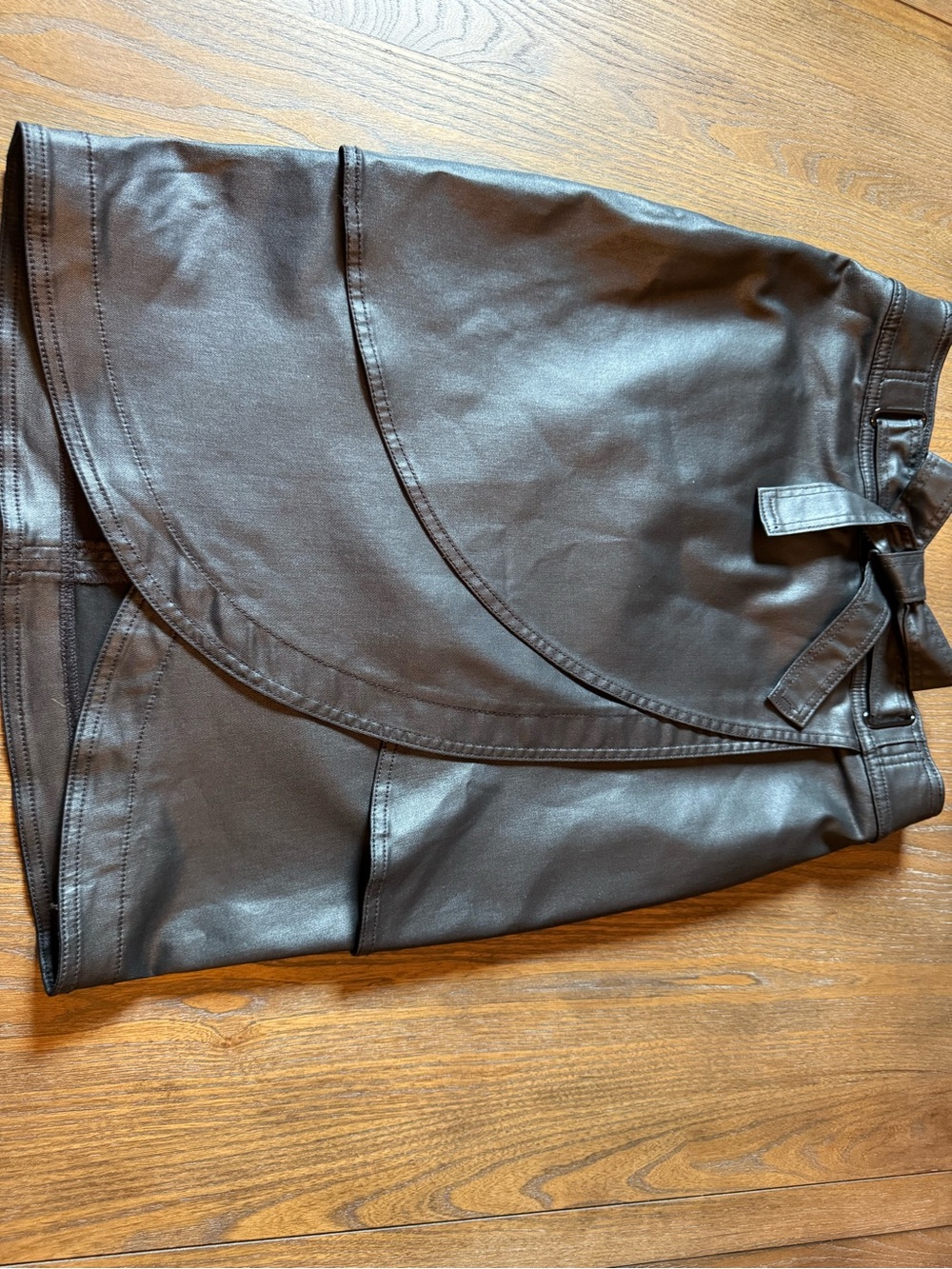 Women’s Black Faux Leather Wrap Skirt